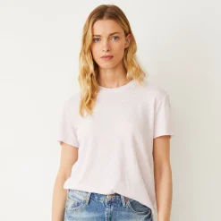 MONROW Linen Jersey Basic Crew Neck Tee PINKPEARL New